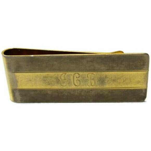 "JCB" Monogram Money Clip Stainless Steel Gold Tone Credit Card Cash ID Holder - Picture 6 of 7